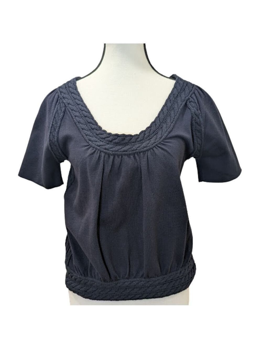 Boho Peasant Top Crochet Trim Black Cottagecore Bohemian Festival Blouse